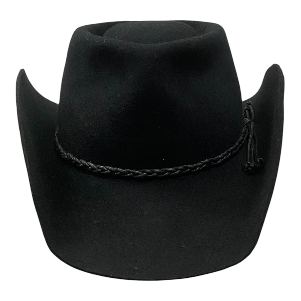 Thunder – Black Wool Felt Western Cowboy Hat with Black Hatband