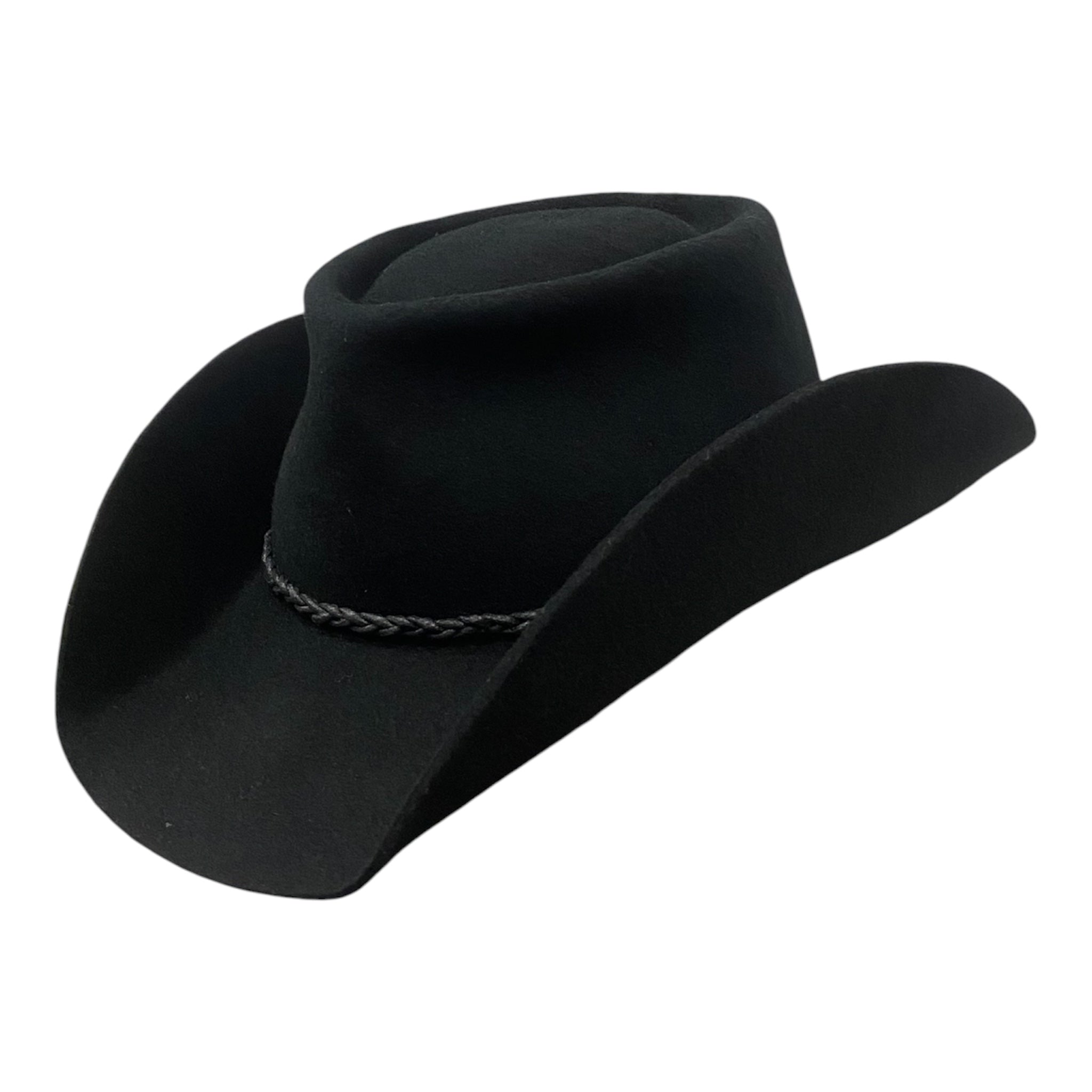 Thunder – Black Wool Felt Western Cowboy Hat with Black Hatband