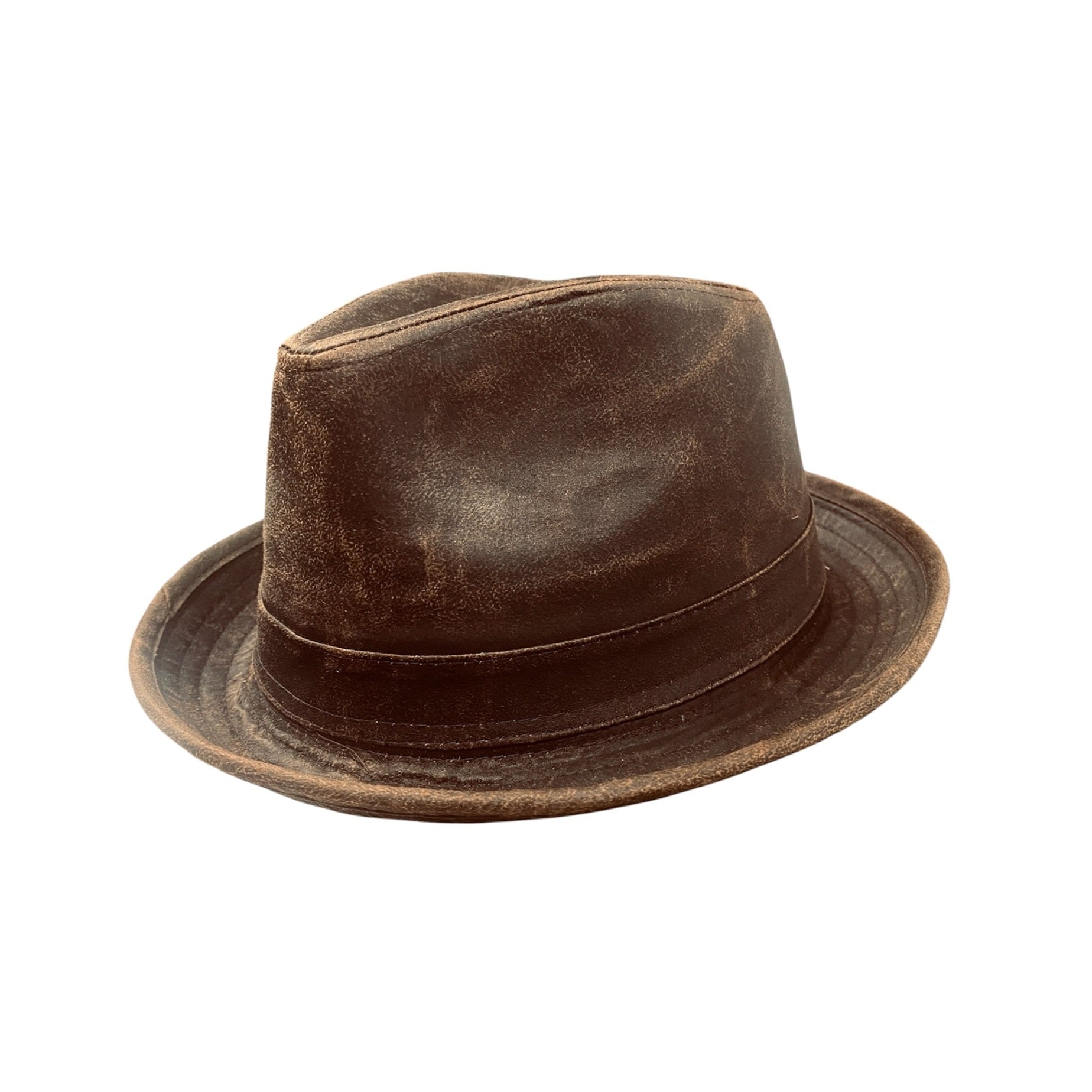 Player – Washed Cotton Trilby Hat with Leather-Look finishing