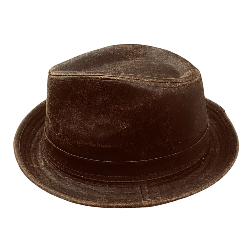 Player – Washed Cotton Trilby Hat with Leather-Look finishing