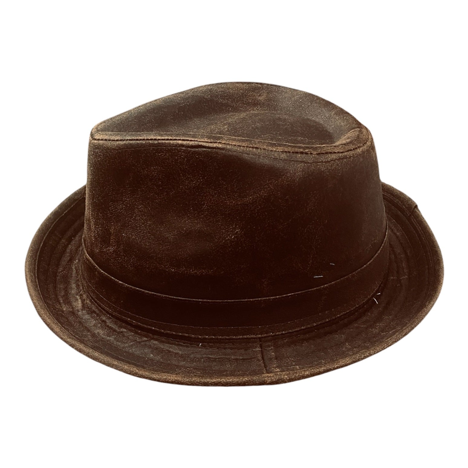 Player – Washed Cotton Trilby Hat with Leather-Look finishing