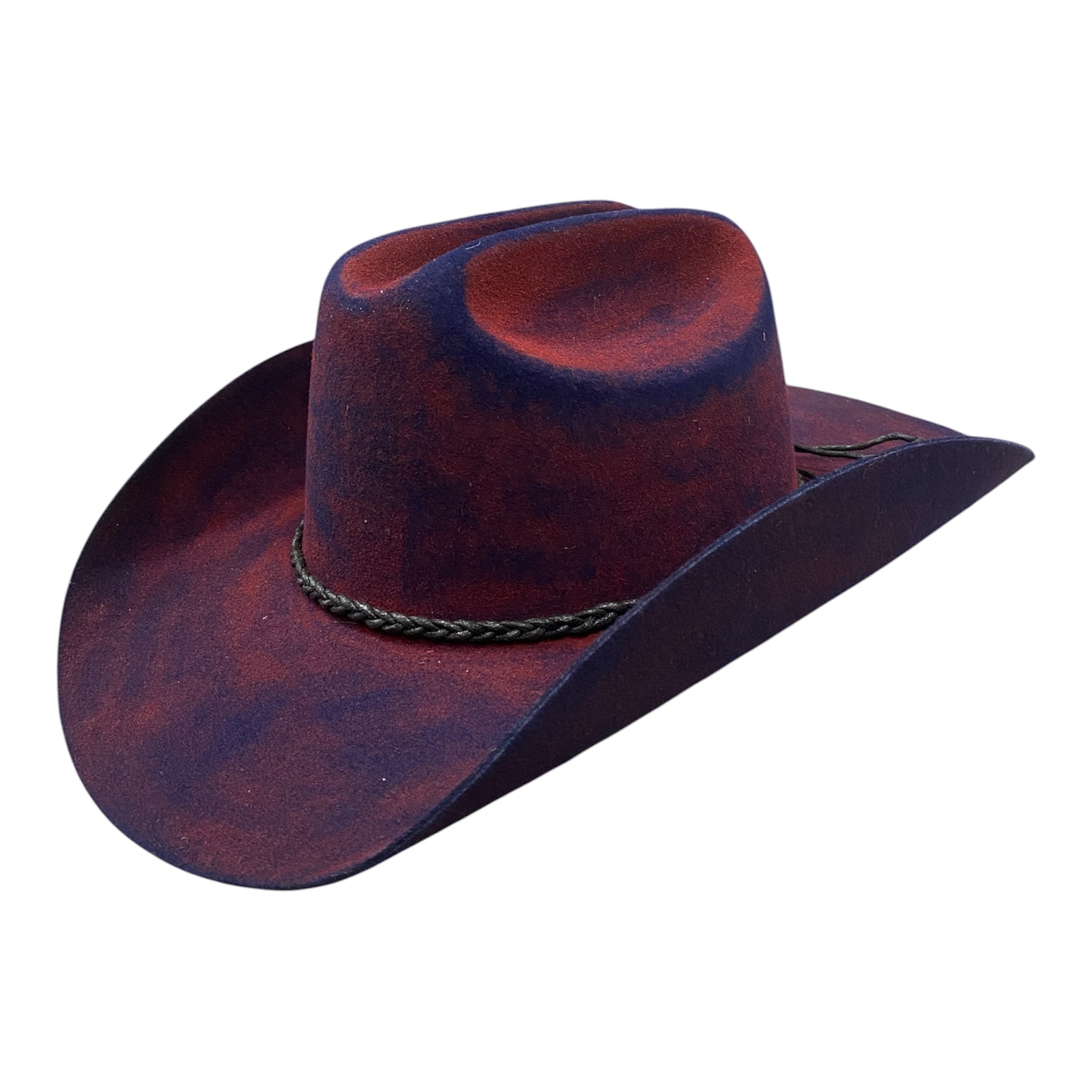 Skylar – Wool Felt Distressed Western Hat with Feather Accent