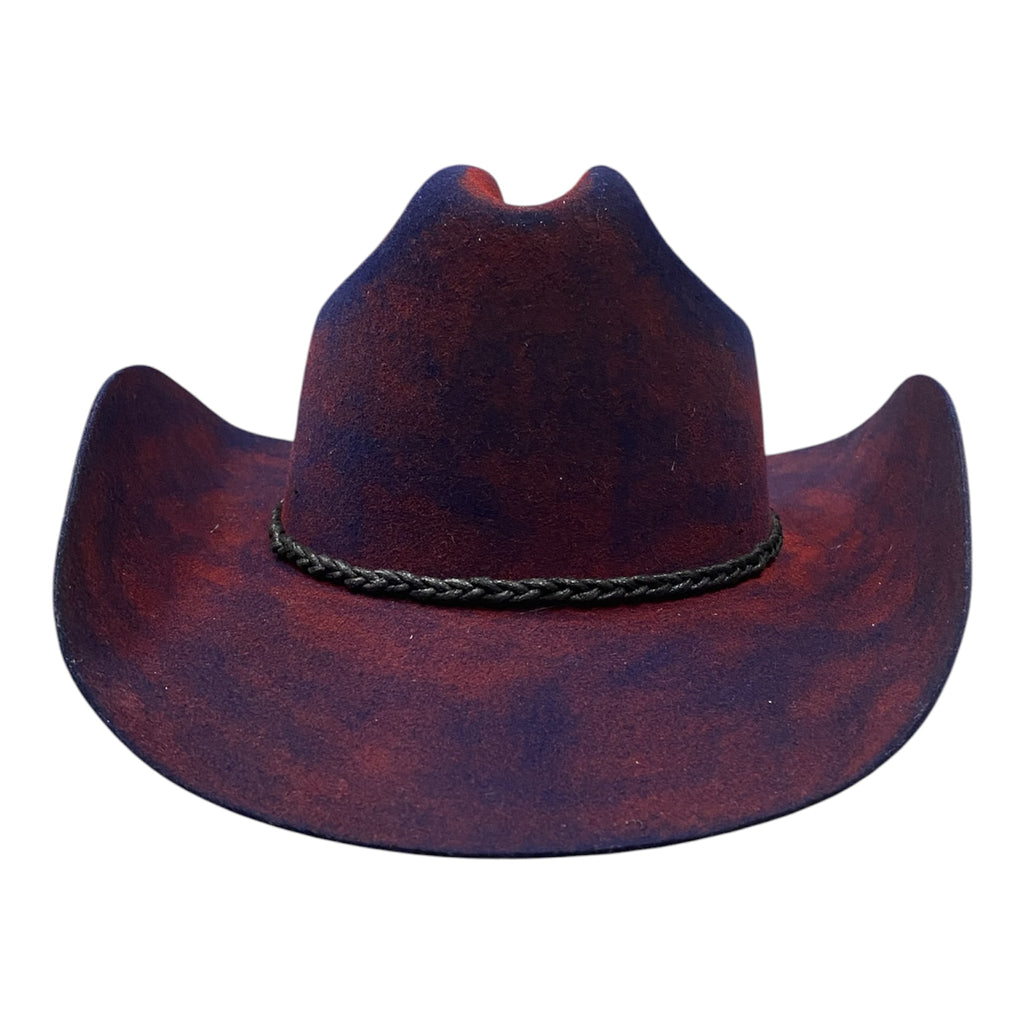 Skylar – Wool Felt Distressed Western Hat with Feather Accent
