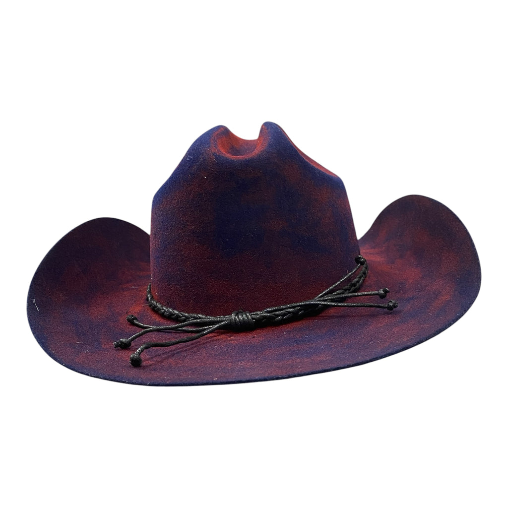 Skylar – Wool Felt Distressed Western Hat with Feather Accent