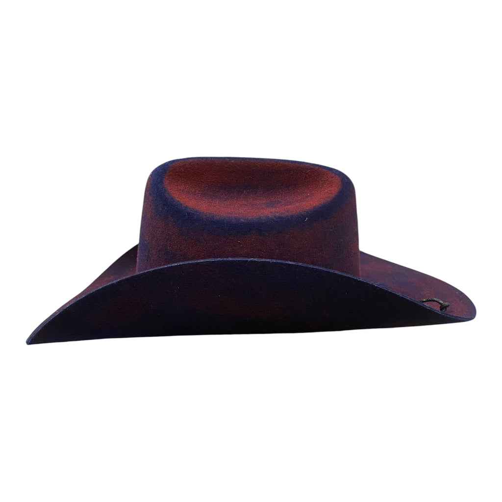 Skylar – Wool Felt Distressed Western Hat with Feather Accent